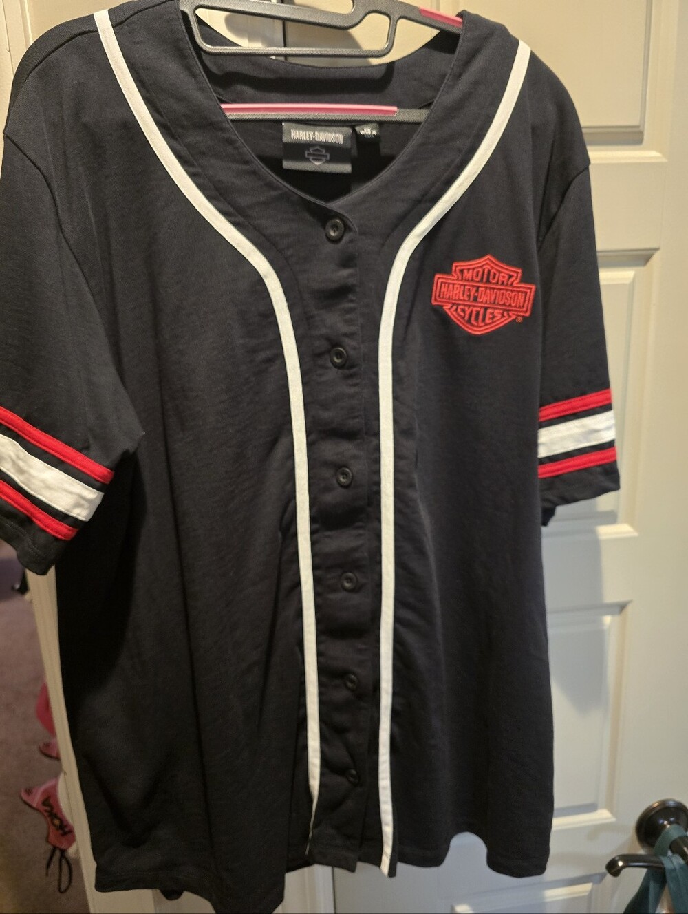Harley-Davidson Womens Black & Red Baseball-Style Shirt 2W